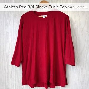 Athleta Red 3/4 Sleeve Tunic Top Size Large L